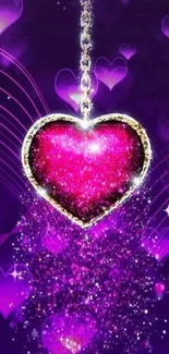 Glittery purple heart wallpaper with sparkling effects.