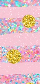 Glittery pink and gold mobile wallpaper with vibrant colors.