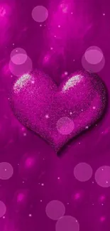 Magenta glittery heart wallpaper for mobile with vibrant, romantic design.