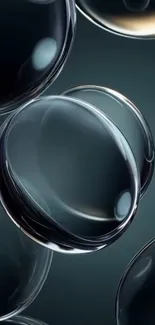 Glossy bubbles floating on a dark gray background.
