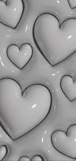 Glossy gray hearts mobile wallpaper with elegant design.