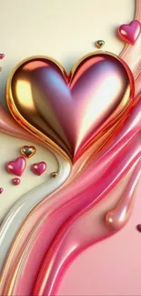 Glossy heart with flowing abstract lines.