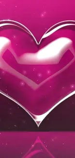 Glossy pink heart wallpaper for mobiles.