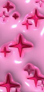 Glossy pink stars on mobile wallpaper background.