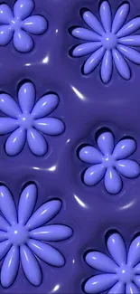 Glossy digital wallpaper with purple flowers.