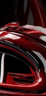 Glossy red abstract design with reflections.