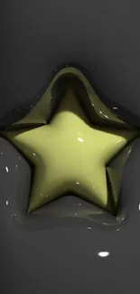 Glossy yellow star on a black background wallpaper.