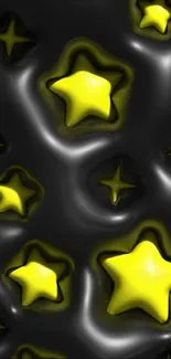 Glossy yellow stars on a black background wallpaper.