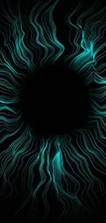 Mesmerizing teal and black abstract art wallpaper