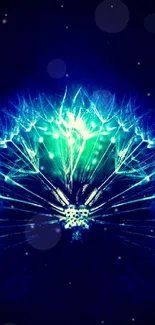 Glowing abstract blue dandelion design art wallpaper.