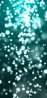 Teal bokeh mobile wallpaper with glowing light circles.