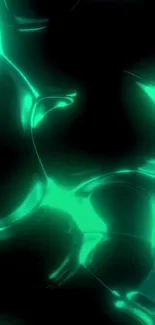 Vibrant glowing teal abstract wallpaper with fluid shapes and dynamic lighting.