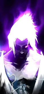 Purple glowing anime character wallpaper for mobile phones.