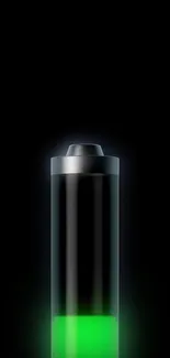 Minimalist glowing battery wallpaper on black background.