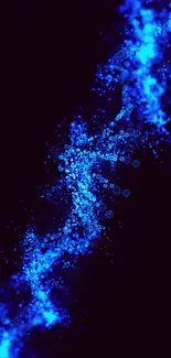 Abstract wallpaper with glowing blue particles and dark background.