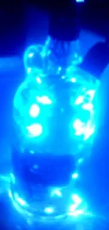 Glowing blue bottle emitting a captivating light