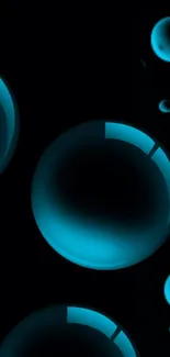 Mobile wallpaper featuring glowing blue bubbles on a dark background.