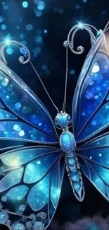 Enchanting glowing blue butterfly wallpaper art