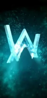 Glowing cyan letter W in a cosmic mist.