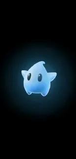 Glowing blue star-shaped creature on black background