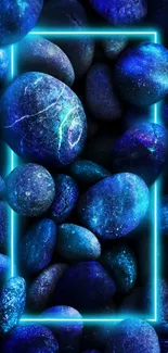 Mobile wallpaper featuring glowing blue stones with neon accents.