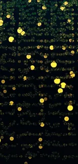 Abstract wallpaper with glowing golden bokeh circles on a black background.