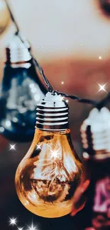 Mobile wallpaper featuring glowing decorative light bulbs with an aesthetic glow.