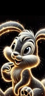 Glowing bunny with sparkling effects in fantasy art style.