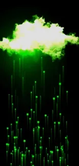 Neon green cloud with flowing rain effect.