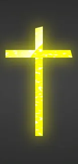 Glowing yellow cross on a dark background, minimalist design.