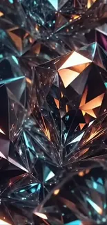 Abstract glowing crystal geometric wallpaper.