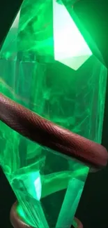 Glowing emerald crystal with rich energy radiance.