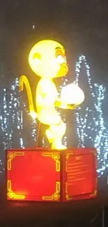 Glowing monkey lantern with bright lights.