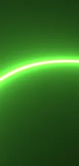 Neon green glowing curve on a dark background.