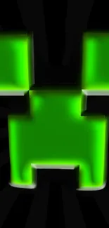 Green pixelated design on black background wallpaper.