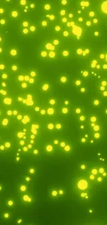 Vibrant green wallpaper with glowing dots.