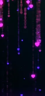 Pink and purple glowing heart chains wallpaper