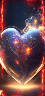 Fantasy art wallpaper with a glowing, ethereal heart design.