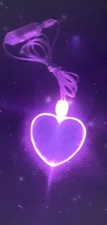 Purple glowing heart LED wallpaper for mobile