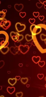 Vibrant red and orange heart pattern mobile wallpaper