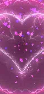 Abstract pink fractal heart design with glowing accents on a dark background.