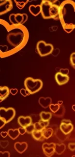 Vibrant mobile wallpaper with glowing orange hearts.