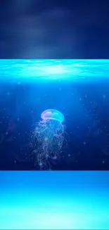 Elegant glowing jellyfish in tranquil blue ocean wallpaper.