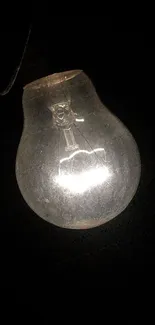 Glowing light bulb against dark backdrop.