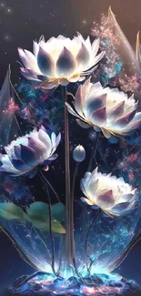 Glowing artistic lotus flower wallpaper with fantasy design.