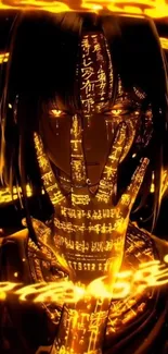 Mystical anime character with glowing symbols.