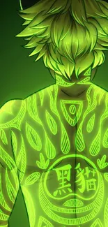 Anime character with glowing green neon design.