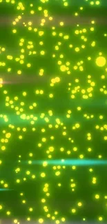 Vibrant neon green particles with glowing effects.