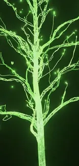 Glowing neon tree wallpaper with vibrant green hues.