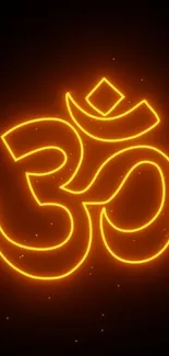 Mobile wallpaper with a glowing orange Om symbol.